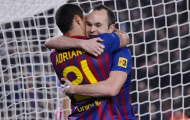 Iniesta và Adriano vắng mặt ở trận Barca gặp Sevilla