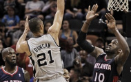 Tim Duncan giúp Spurs giành chiến thắng sít sao trước Atlanta Hawks