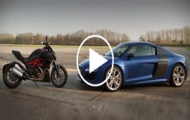 Video: Audi R8 V10 Plus so tài với Ducati Diavel Carbon