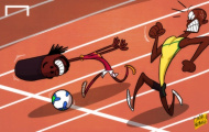 Biếm họa Usain Bolt cũng thua Gervinho