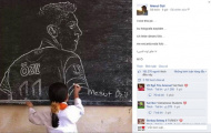 Ozil hý hửng khoe ảnh fan nhí Việt Nam vẽ tặng