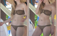 Avril Lavigne suýt bị sóng đánh tụt bikini