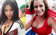 Hot girl nhét điện thoại giữa khe ngực cổ vũ Đức