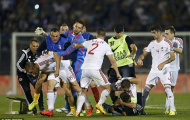 Chùm ảnh: Cầu thủ Serbia-Albania hỗn chiến trên sân