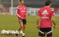 Video: Ronaldo làm trò trong buổi tập tại Dubai