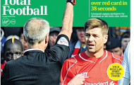 Thẻ đỏ của Gerrard tràn ngập mặt báo thể thao Anh