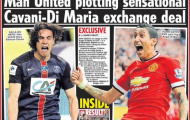 M.U dùng Di Maria đổi lấy Edinson Cavani