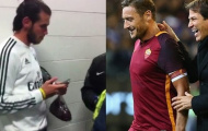 Gareth Bale kiên nhẫn đứng đợi Totti để xin chữ ký