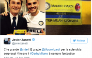 Javier Zanetti chúc mừng Inter sau thắng lợi trước Milan