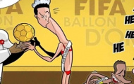 Biếm họa: Ronaldo 'quỳ gối' hôn chân Messi