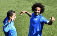Ronaldo, Marcelo tạo dáng ngộ nghĩnh trên sân tập cùng Real Madrid