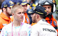 Justin Bieber và các sao bóng đá mừng Hamilton thắng chặng