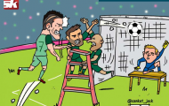 Biếm họa giải pháp ngăn cản Ronaldo bật cao ghi bàn