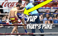 Võ sĩ Muay Thái nôn vào đối thủ trước khi bị hạ knock-out
