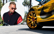 Siêu bò Lamborghini Aventador vàng chóe của Chris Brown khiến ai cũng phải ‘lé mắt’
