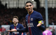 Cú đúp của Hakimi giúp PSG vùi dập Brest, tạm chiếm ngôi đầu