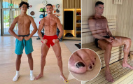 Cristiano Ronaldo gây chú ý vì móng chân sơn đen trong phòng gym