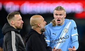 Haaland tịt ngòi rồi tranh luận với Pep ngay trên sân