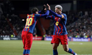 Araujo nổ súng ngày trở lại, Barca thót tim vào bán kết Copa del Rey