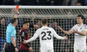 Maguire nhận thẻ đỏ, Man Utd chia điểm với Bournemouth trong trận cầu 4 bàn