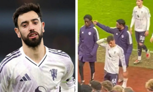 Bruno Fernandes chấn thương vẫn động viên sao trẻ MU sau trận thua Aston Villa
