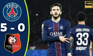 Kvaratskhelia lập cú đúp, PSG hủy diệt Rennes và áp sát ngôi đầu Ligue 1