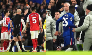 VAR 'quay xe' phút 37: Moises Caicedo nhận thẻ đỏ, Chelsea lâm nguy trước Arsenal