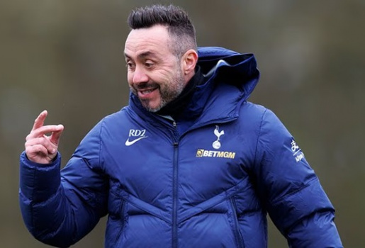 De Zerbi bắt tay khôi phục bản sắc để giúp Tottenham trụ hạng