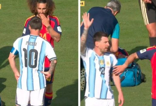 Mách trọng tài vụ Cucurella che miệng, Messi bị ngó lơ