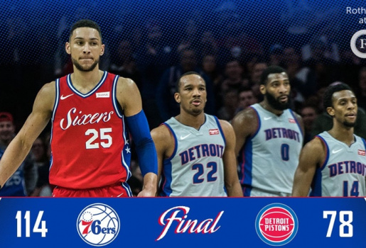 Highlights NBA: Philadelphia 76ers 114-78 Detroit Pistons