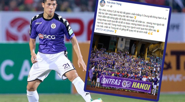 Đình Trọng gửi thông điệp đến CLB Hà Nội sau khi giành vé đi tiếp tại AFC Cup