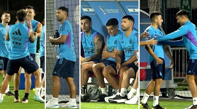 Aguero bất ngờ xuất hiện trên sân tập tuyển Argentina