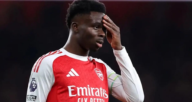 Saka khẳng định không có lời bào chữa cho Arsenal