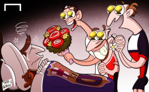 Ảnh biếm họa: Ronaldo, Ibra, Ribery hí hửng vì Messi