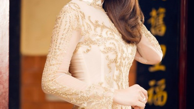Vợ cũ Thanh Bình kiêu sa trong trang phục áo dài cưới