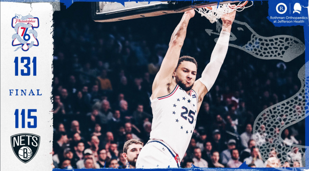 Chùm ảnh: Ben Simmons tỏa sáng, 76ers dễ dàng thu phục Nets