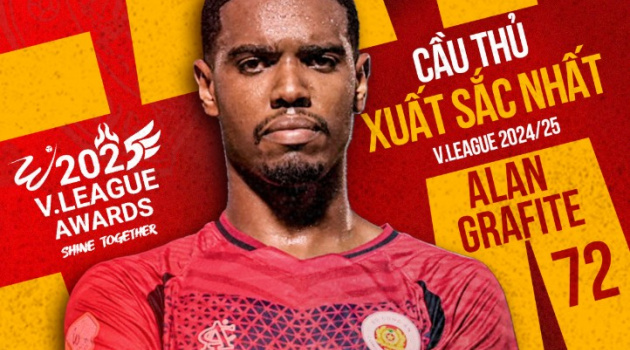 Alan Grafite lập hat-trick danh hiệu cá nhân xuất sắc tại V-League