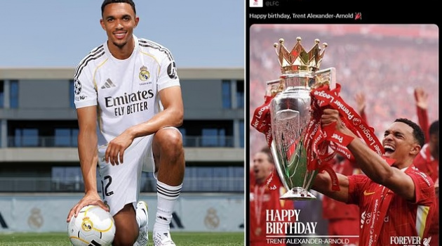 Bài đăng chúc mừng sinh nhật của Liverpool cho Trent Alexander-Arnold gây tranh cãi dữ dội